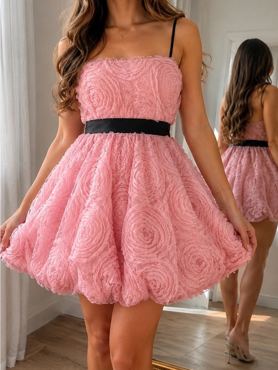 heyson Dresses & Skirts - HEYSON Pink Rosette Mesh Dress Coquette Princess Mini Dress Size S NWT